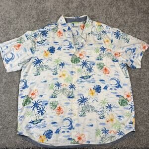 Tommy Bahama The Veracruz Cay Shirt Mens XXL Hawaiian Hibiscus Floral Waves